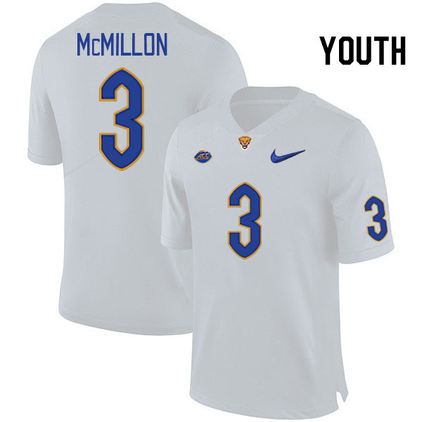 Youth #3 Donovan McMillon Pitt Panthers College Football Jerseys Stitched Sale-White